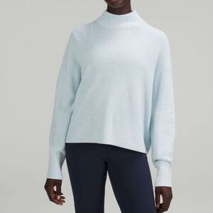 Lululemon Merino Wool Blend Ribbed Knit Turtleneck Sweater Powder Blue Travel 2